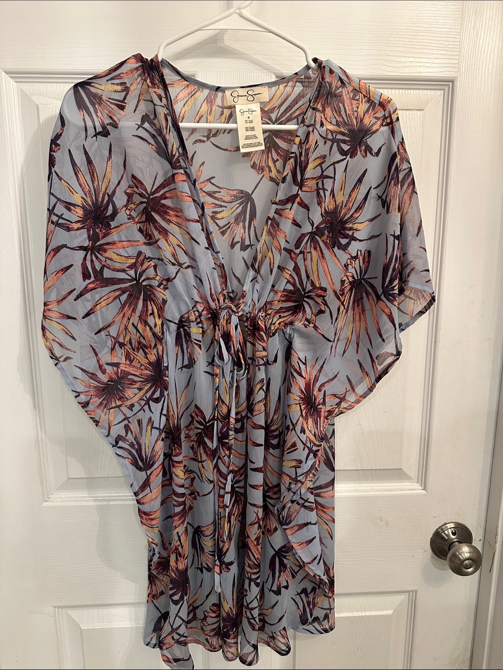 Light Blue Floral Sheer Cover-Up